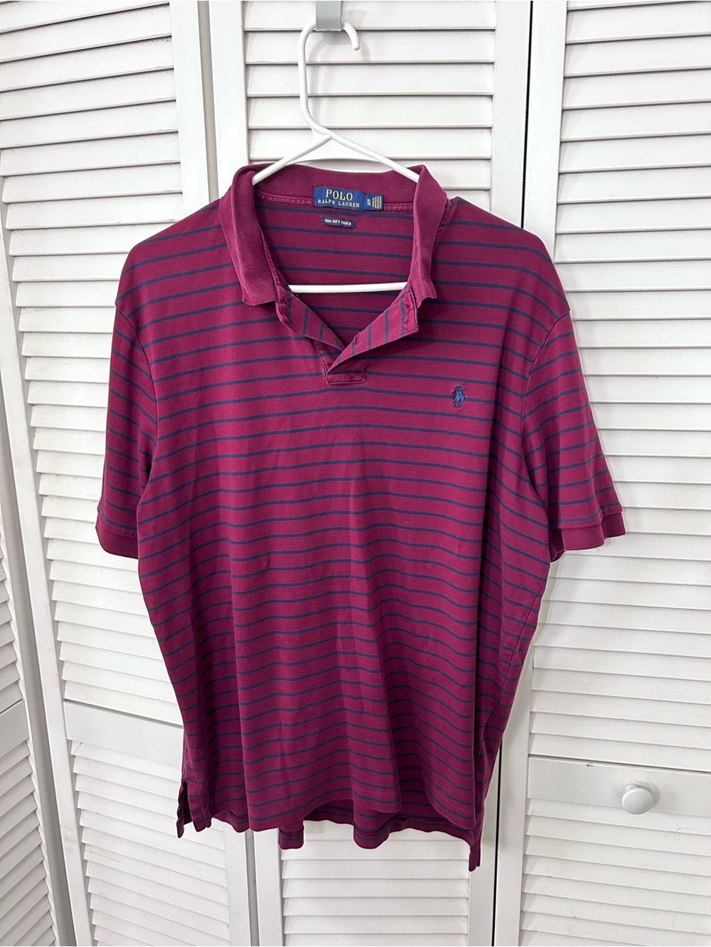 Polo by Ralph Lauren Magenta Polo with Navy Stripes